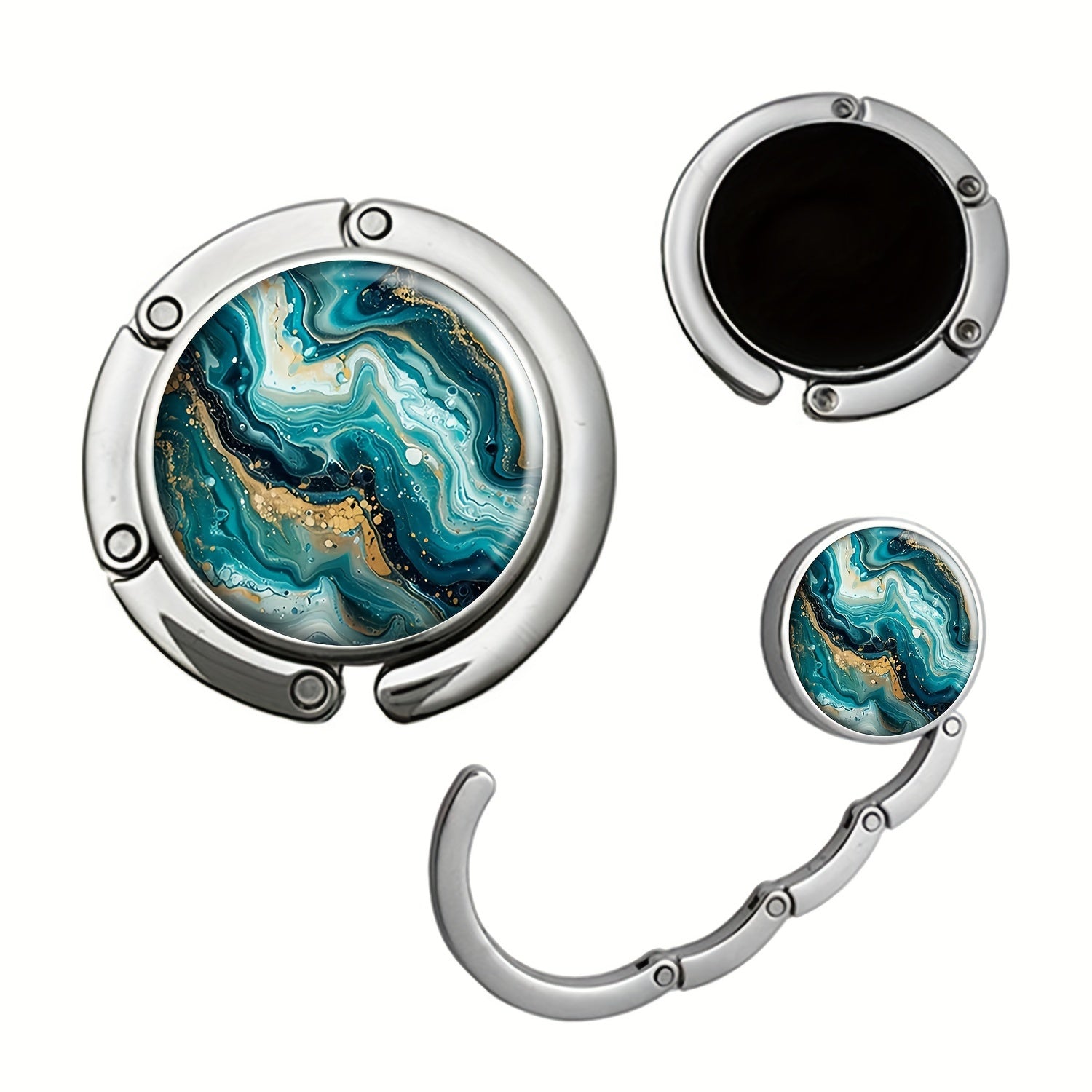 Portable Handbag Holder for Tables, Teal and White Swirls, Festive Gift