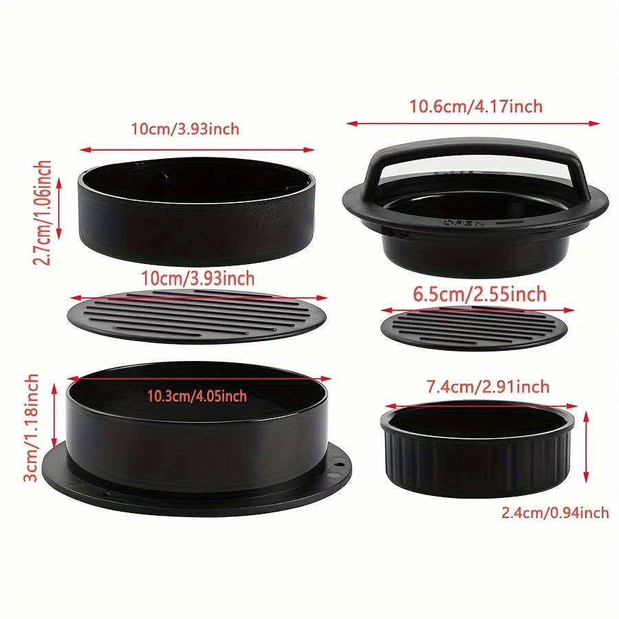 3-in-1 qo'lda burger pressi, yopishmaydigan qoplama va pishirish qog'ozi bilan