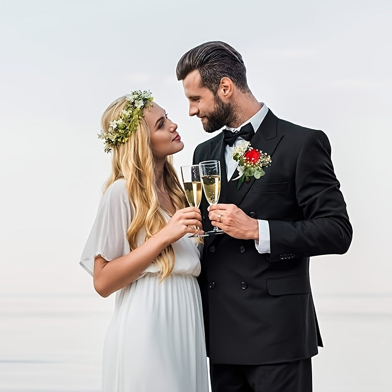 Set of 15 Green Floral Boutonniere Magnets for Wedding Corsages and Accessories