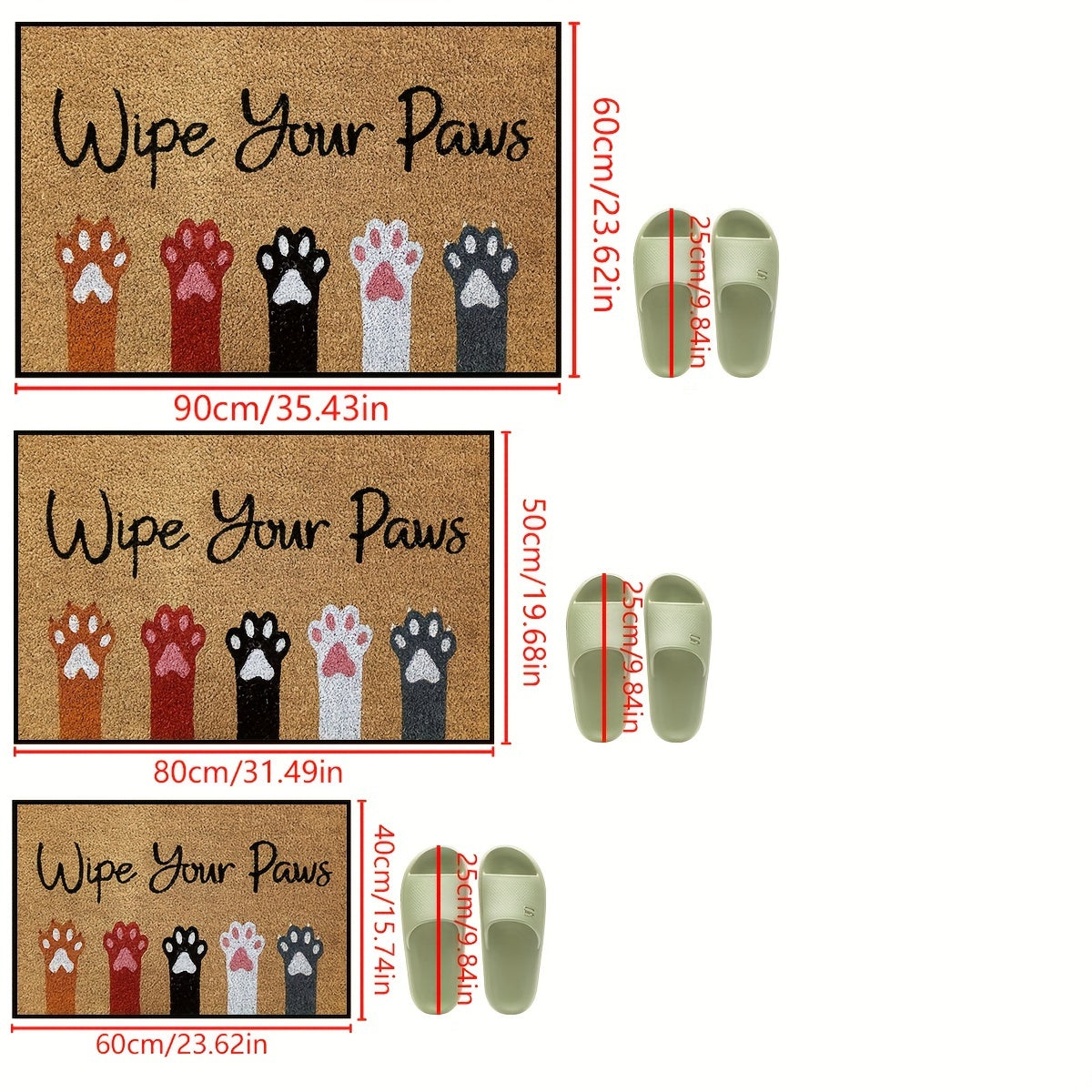 Barcha mavsumlar uchun mushuk chizish uchun qabul qilish matosi, sirpanmaydigan, mashina yuviladigan kirish qismi gilam