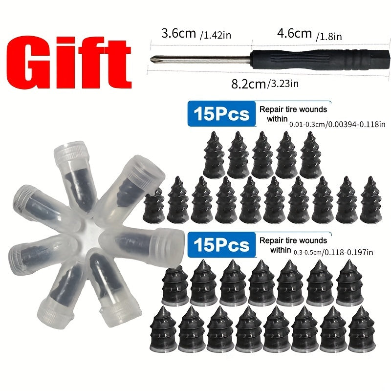 Emergency Tire Repair Kit Synthetic Rubber Plugs with Tool for Cars Bikes Trucks