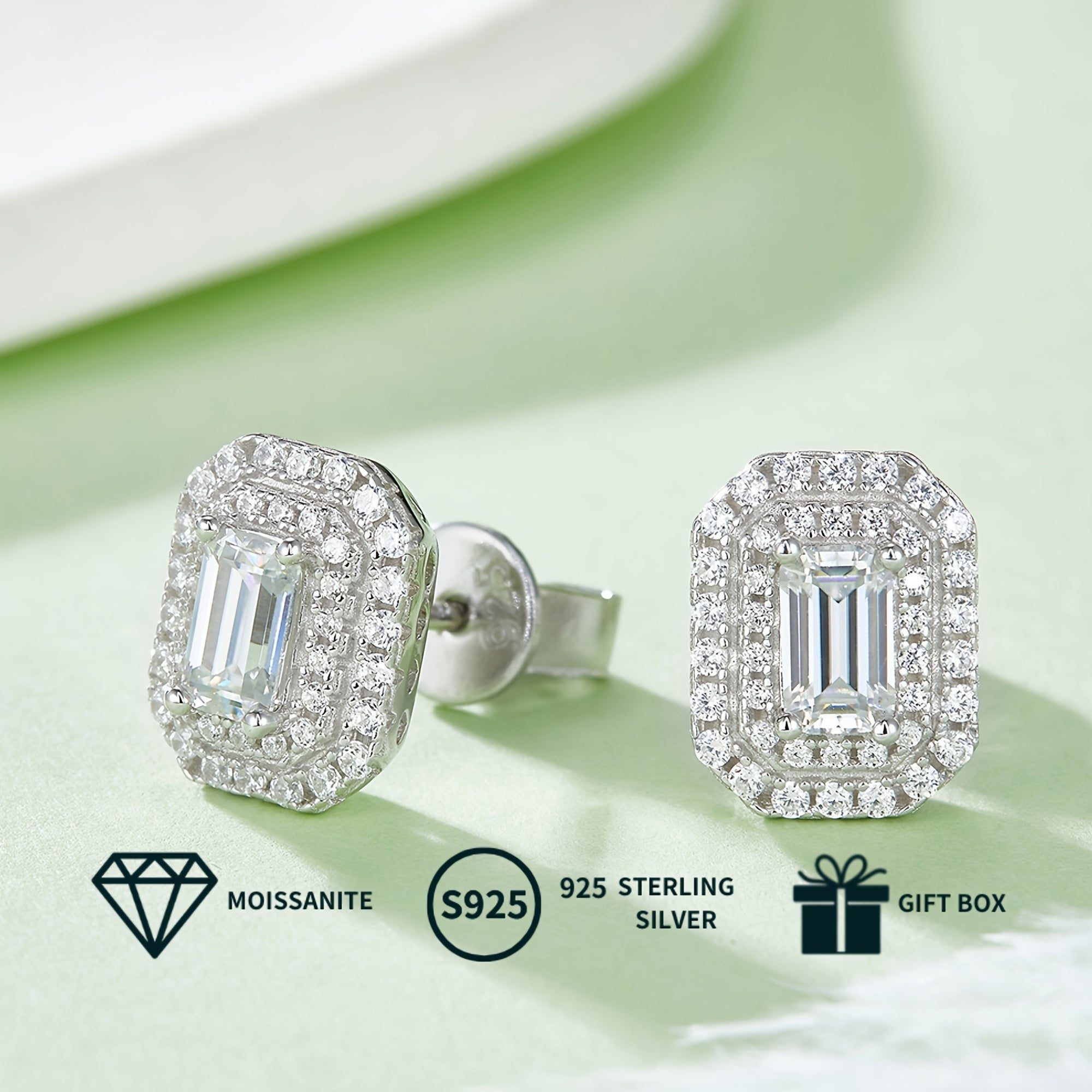 Серебряные серьги-стаканы с муассанитом и комплект украшений с кулоном 0,5ct основные камни, кулон 1ct