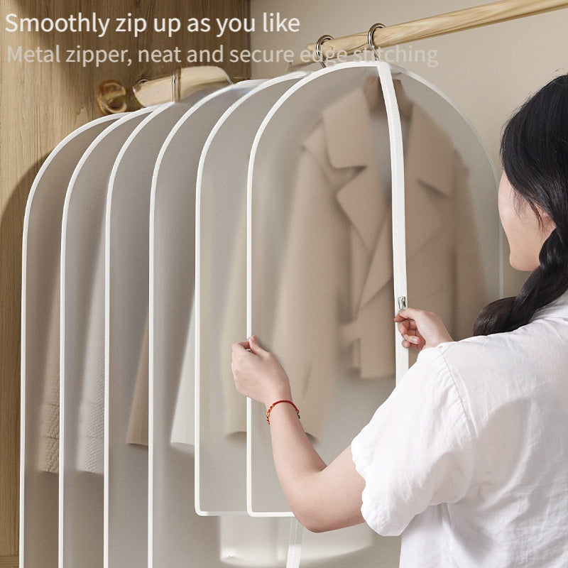 Yopiq PVC kiyim sumkalar, zip yopilishi bilan, 3/5 ta toza shaffof kostyum qoplamalari, palto va kurtkalar uchun