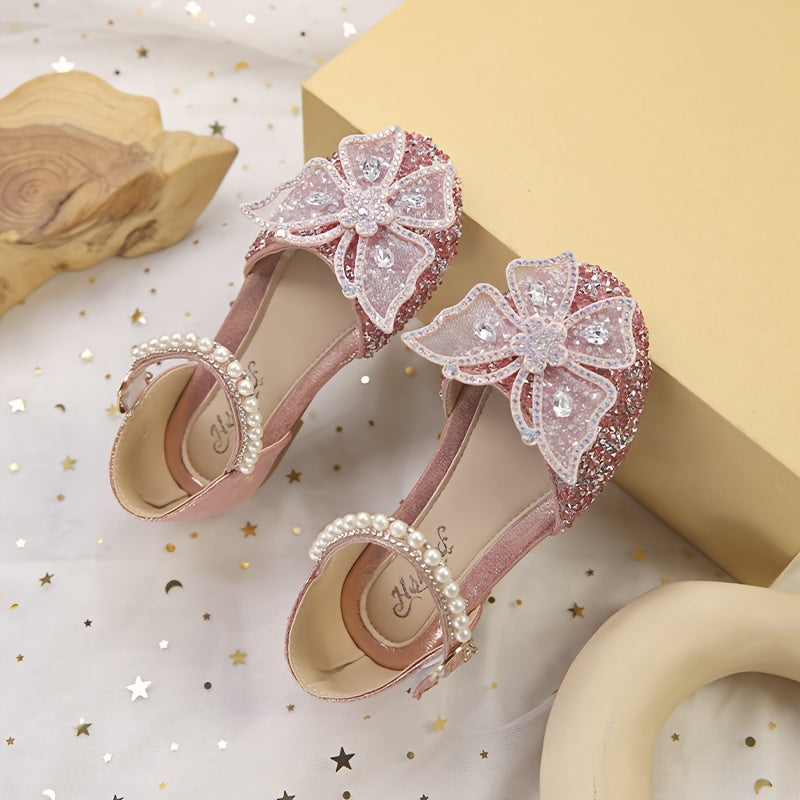 Girls' Breathable Low-Top Shoes with Magic Tape, Shiny Design, Non-Slip Lightweight for Indoor Outdoor Use