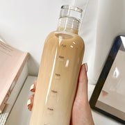 Reusable Plastic Water Bottle with Time Markers for Office School Home 20oz