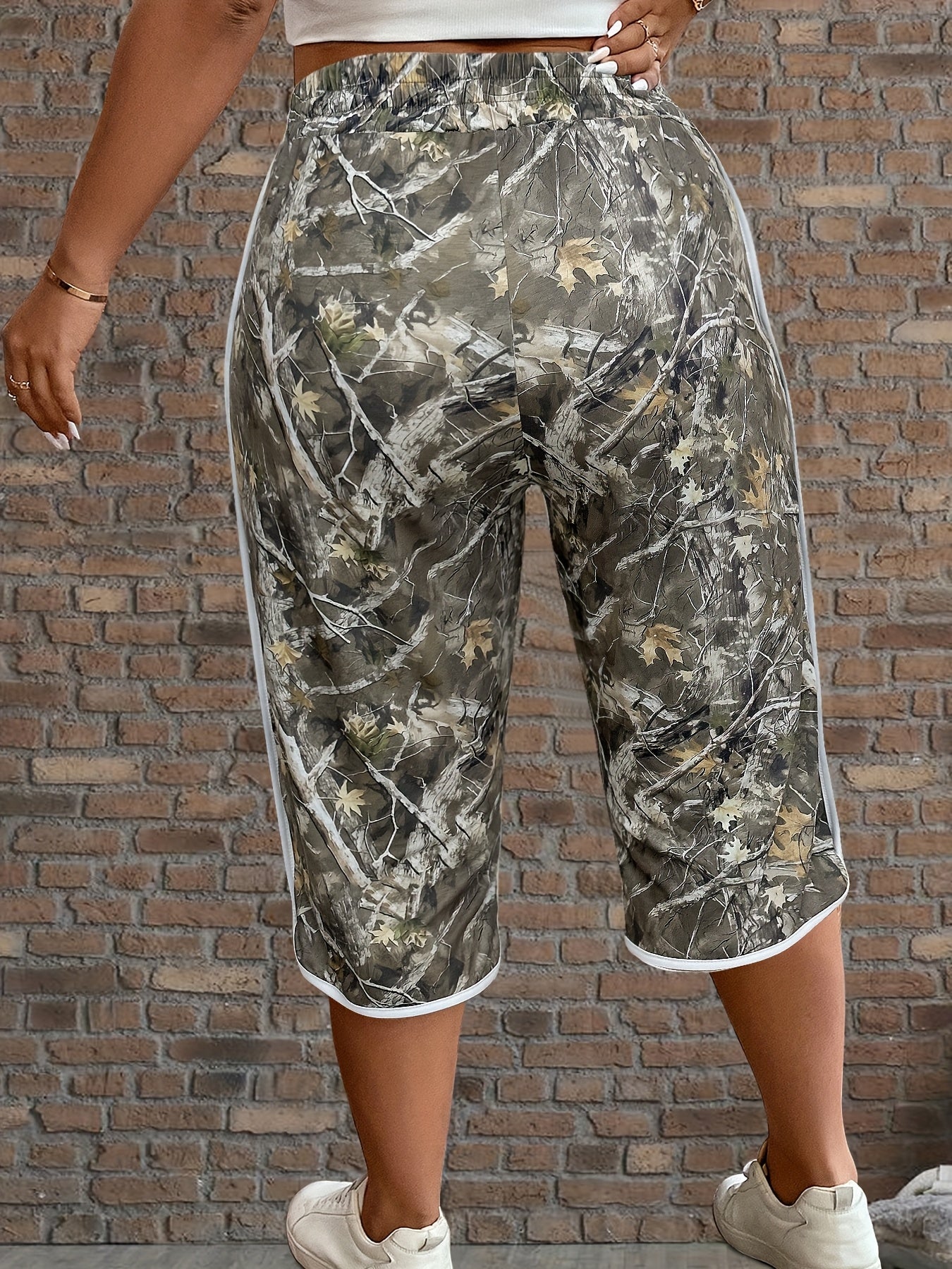 Women's Camouflage Casual Straight-Leg Pants with Pockets Lightweight Polyester