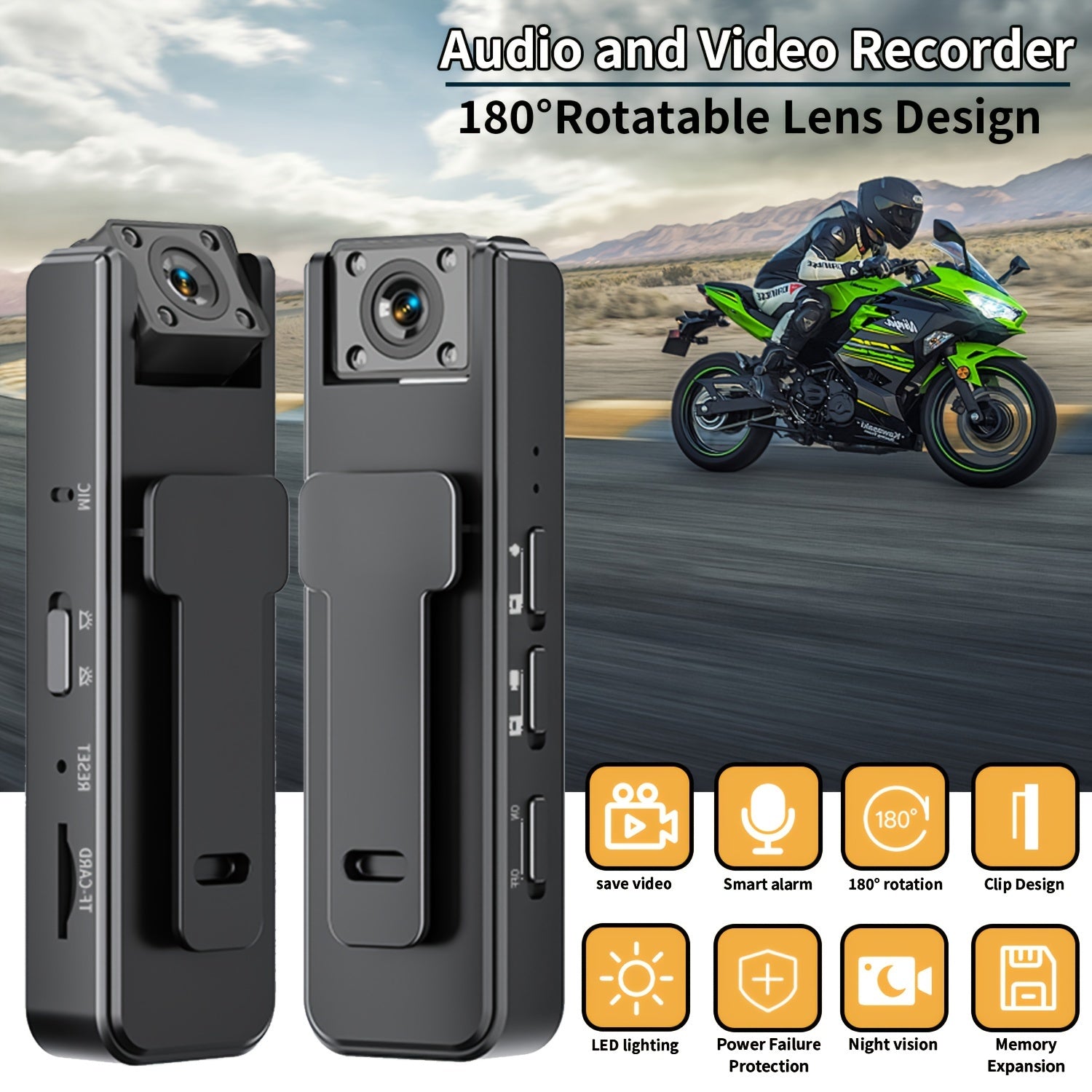 1080P Body Camera with Night Vision Rotating Lens Rechargeable USB Security Travel