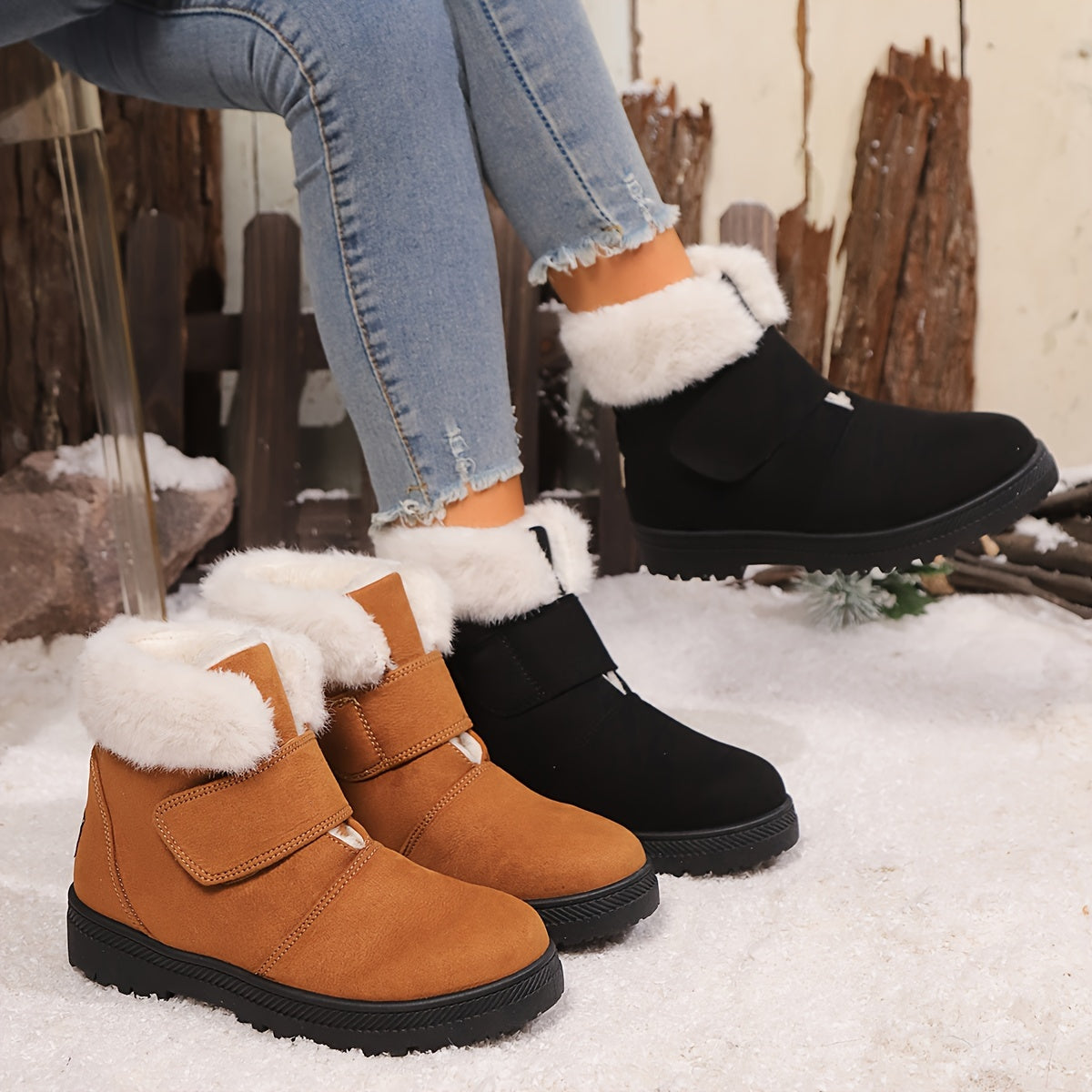 Women's Fleece-Lined Snow Boots Non-Slip High-Top Ankle Boots