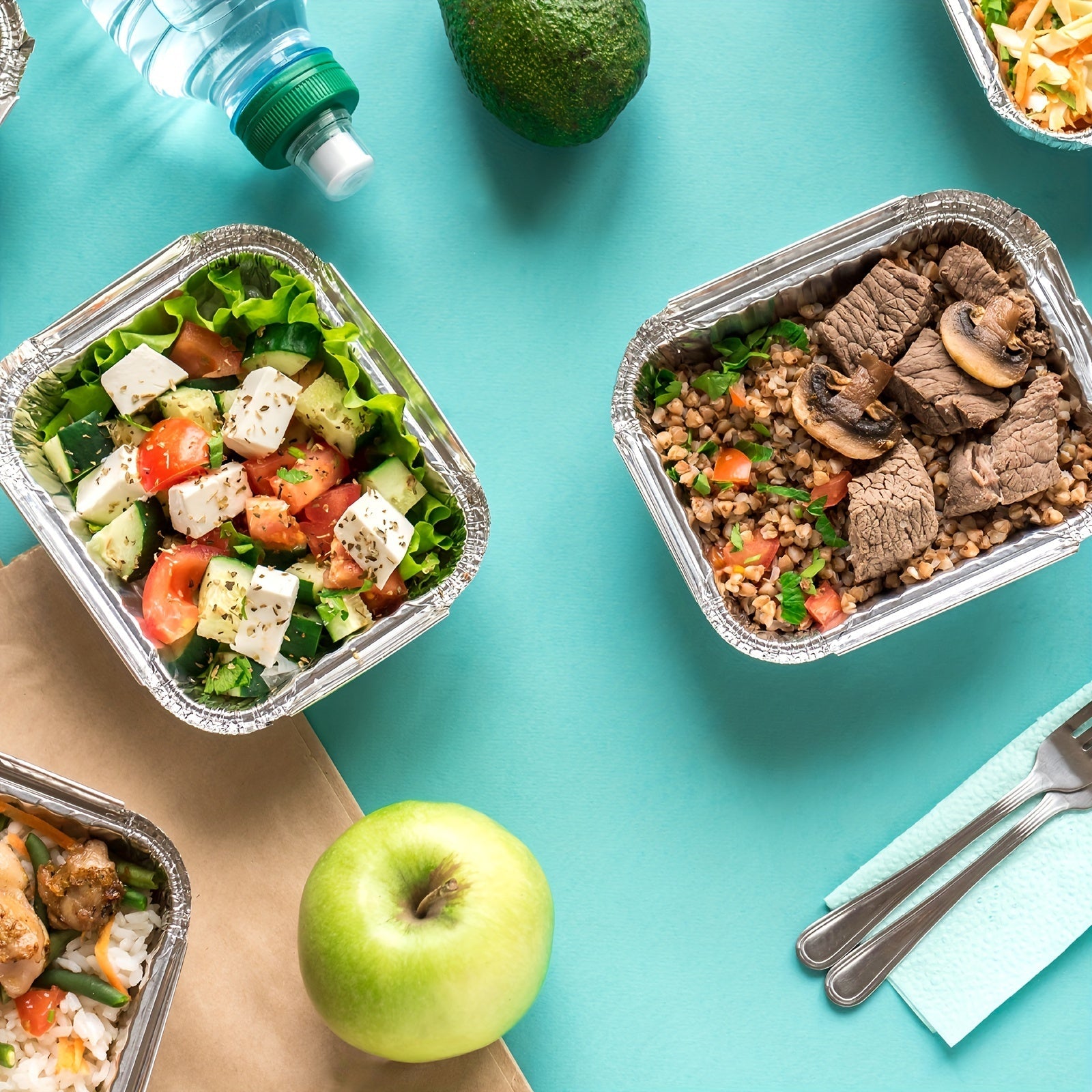 20 Small Aluminum Foil Pans with Clear Lids for Takeout Food Storage