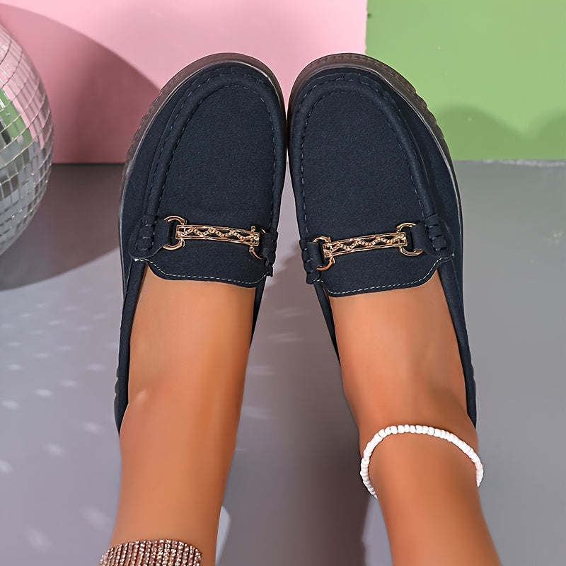 Women's Slip-On Loafers PU Cover Upper TPR Sole Casual Flats Black Brown Light Brown