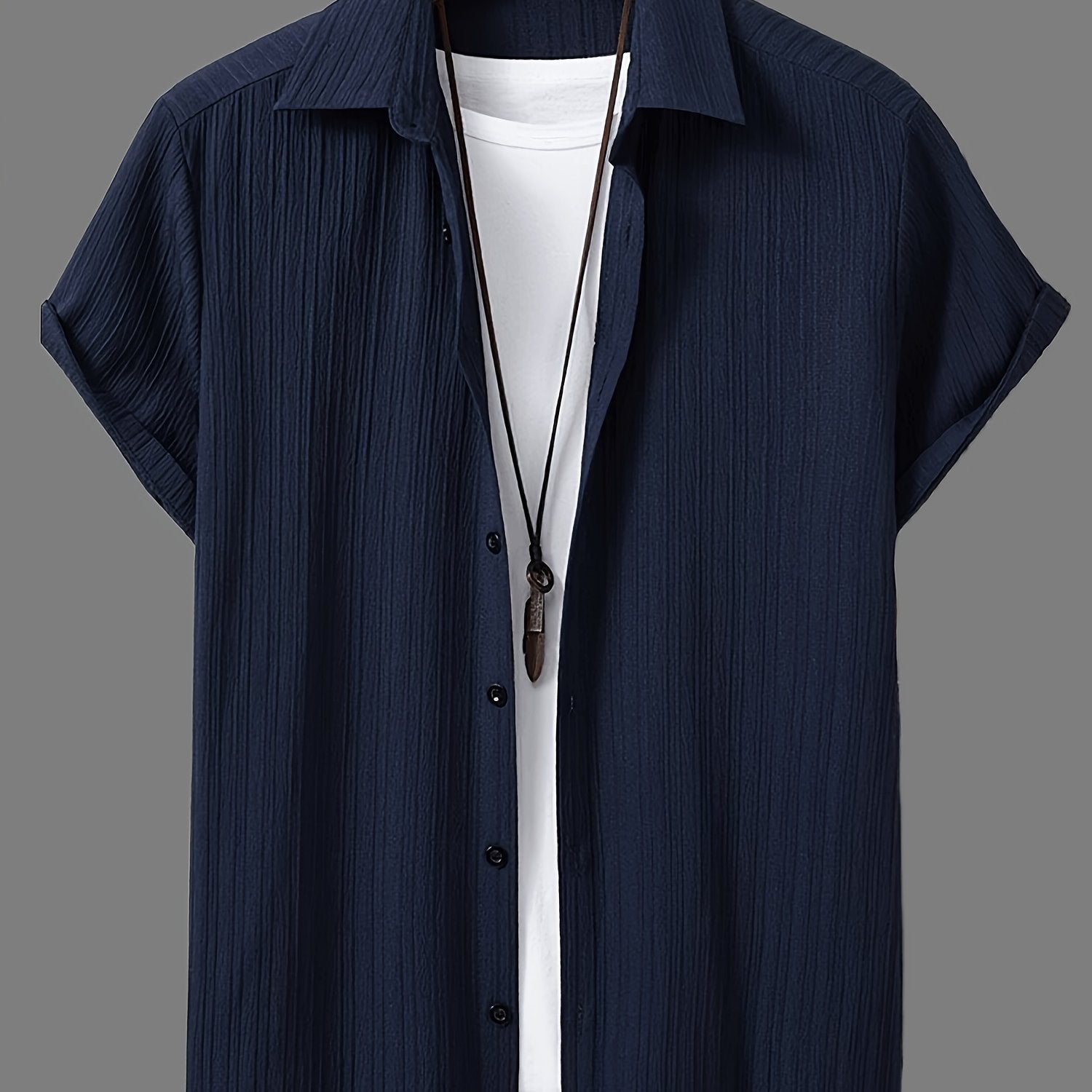 Camisa de manga corta a rayas casual para hombre, ligera de poliéster y spandex, verano, ajuste regular