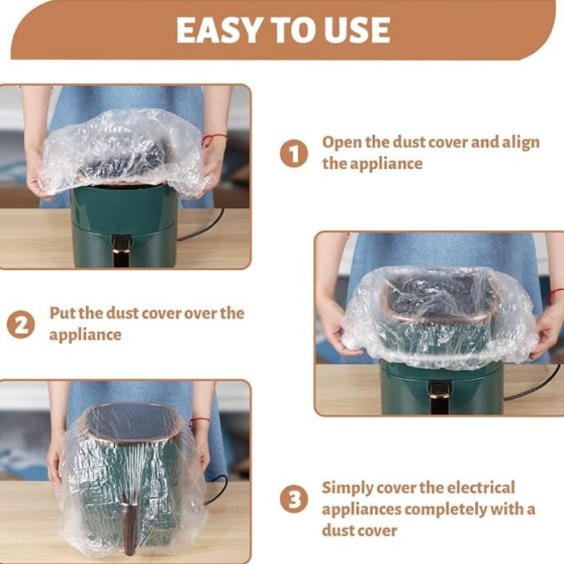 50 Pcs Disposable Clear Kitchen Appliance Covers Oil Dust Dirt Proof for Fans Blenders Pressure Cookers in 2 Sizes