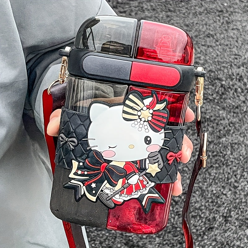 Vaso de plástico para beber de 640ML con correa, botella de agua resistente a altas temperaturas para niños