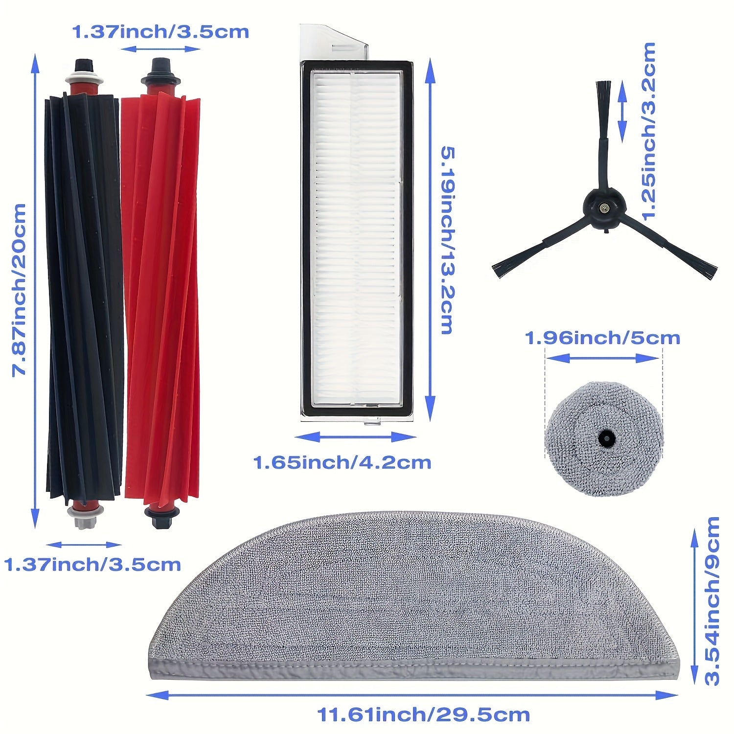 Roborock S8 Max/MaxV Ultra aksessuar to'plami o'z-o'zini tozalovchi cho'tka, 4 ta mini mop, HEPA filtri, yon cho'tka va vakuum sumkasini o'z ichiga oladi.