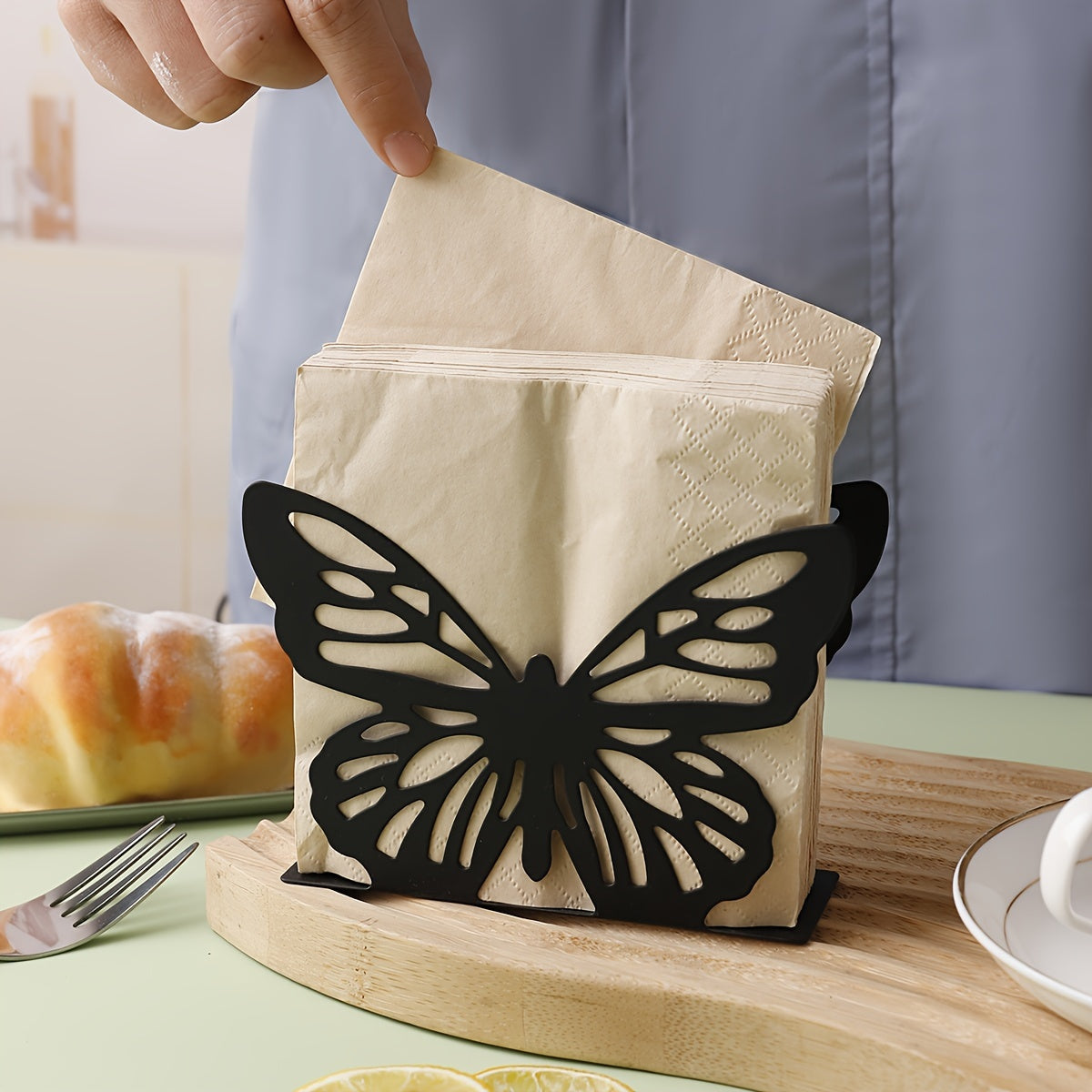 Butterfly-Shaped Metal Tissue Dispenser for Kitchen Counter or Dining Table