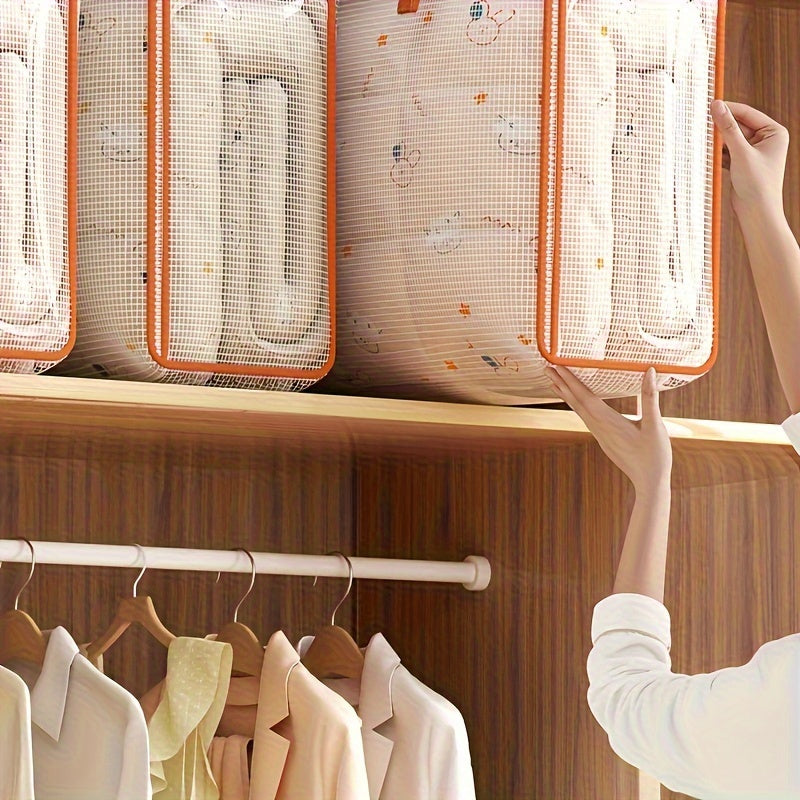 Large Capacity Foldable Storage Basket for Quilts and Seasonal Clothes with Thickened Handle