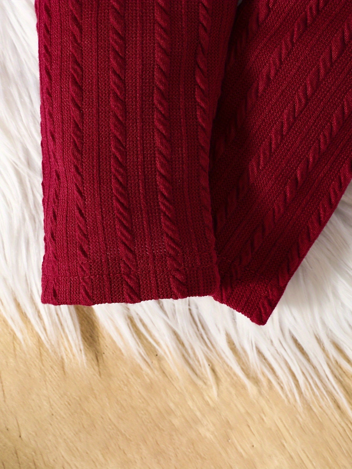 Детский комплект трикотажа с топом с пузырчатым рукавом и жаккардовыми брюками для осенне-зимнего повседневного стиля