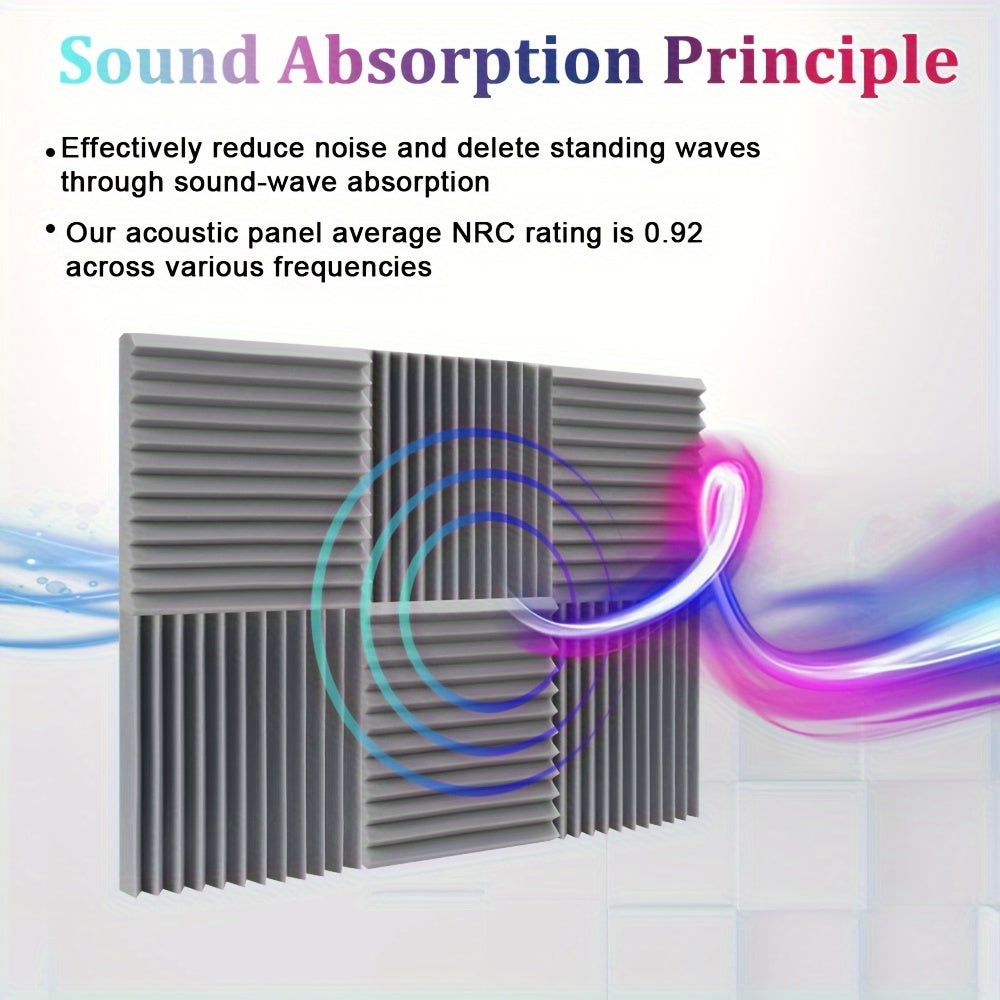 12 штук акустических панелей из пенопласта для снижения шума, звукоизоляции, белые, черные, серые, 30x30x2.5 см