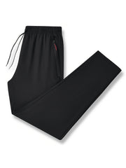 Men's Plus Size Black Joggers Lightweight Polyester Zipper Pockets Drawstring Waist Casual Sports Active