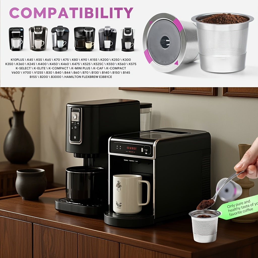 Keurig uchun Gasket bilan 1/2 Paket Qayta ishlatiladigan Stainless Steel Qahva Filtri