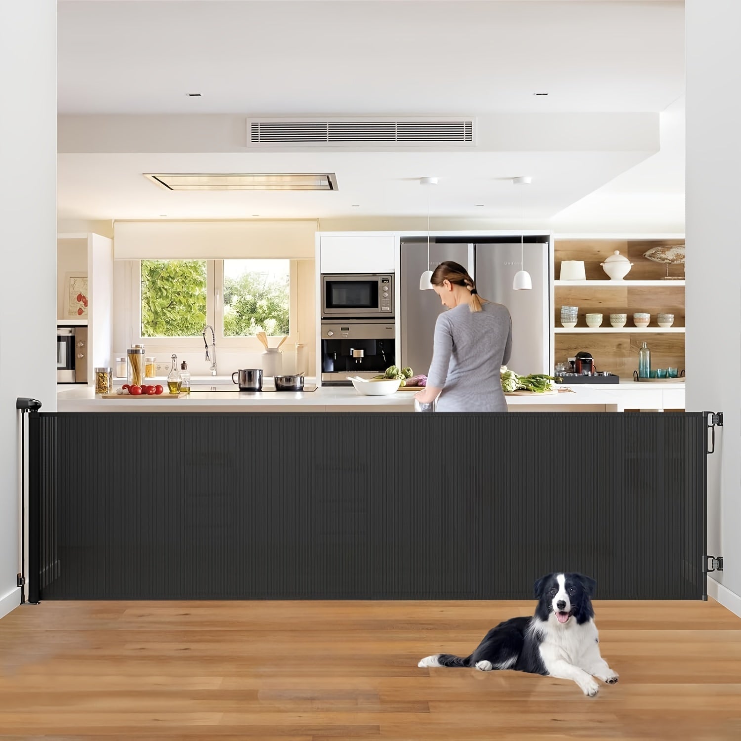 Indoor Mesh Pet Gate for Doorways Stairs Hallways PVC Plastic Safety Barrier