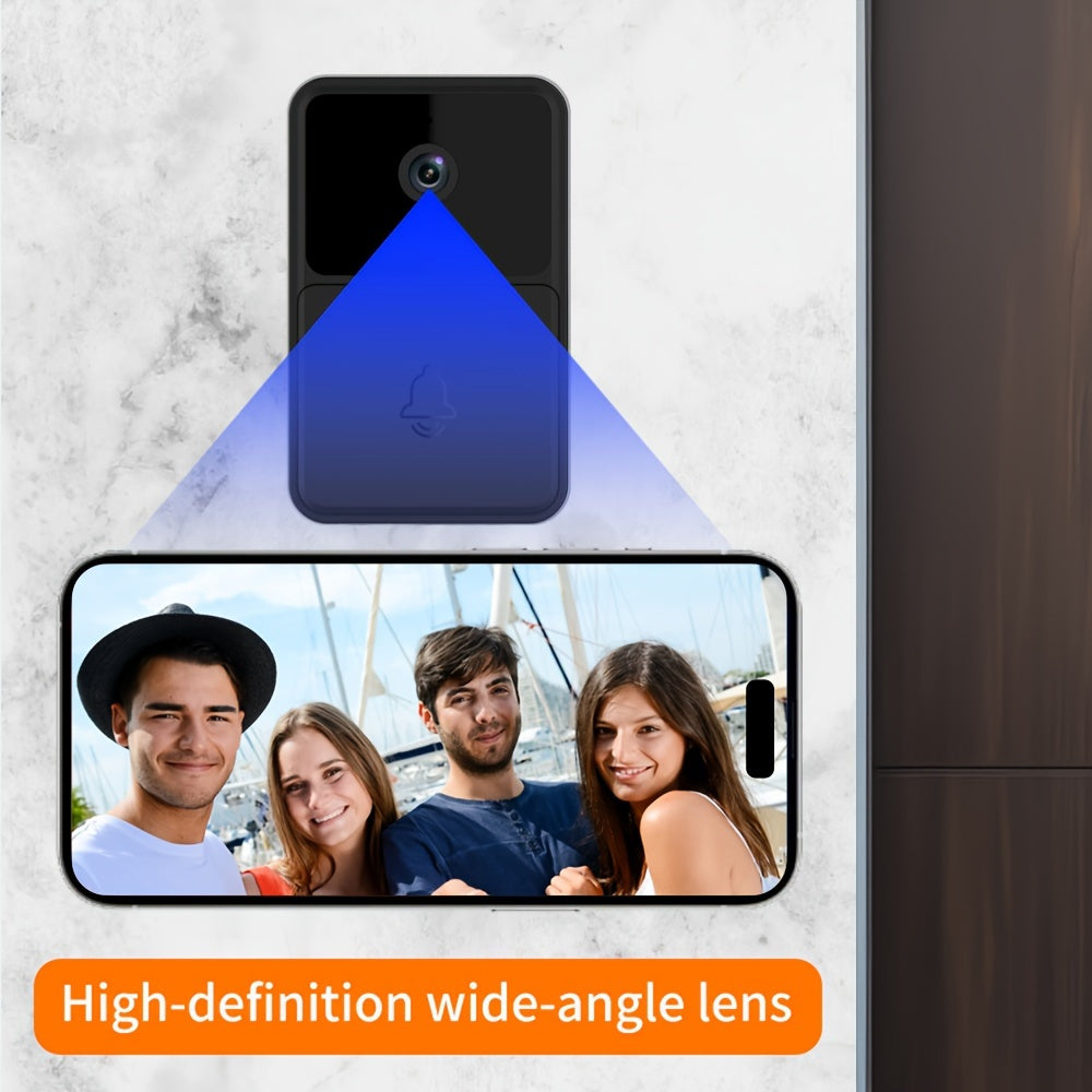 Smart WiFi Doorbell with HD Camera Night Vision Two-Way Audio Motion Detection Black