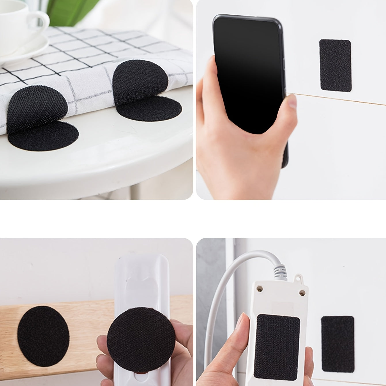 Set of 8/12 Black Reusable Sheet Fasteners with Double-Sided Adhesive for Mattress Sofa Carpet