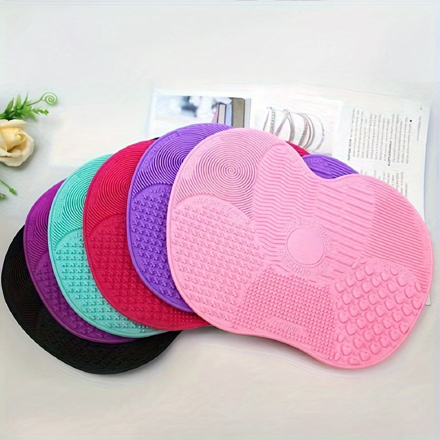 Pink Silicone Apple-Shaped Scrub Pad with Suction Cup for Beauty Care