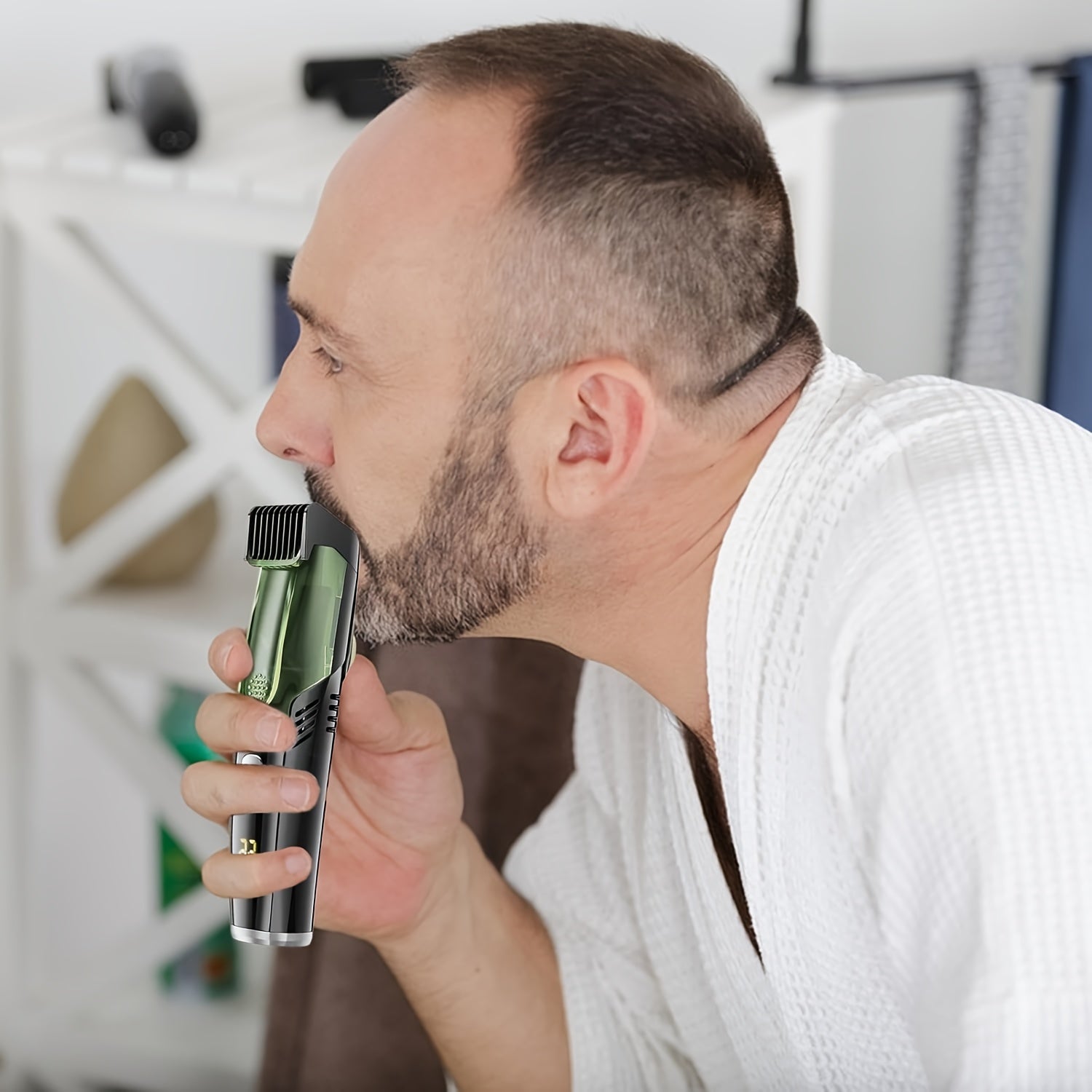 Afeitadora eléctrica con pantalla LED, batería de litio recargable para barba, pecho y cuerpo, incluye peines guía, regalo ideal