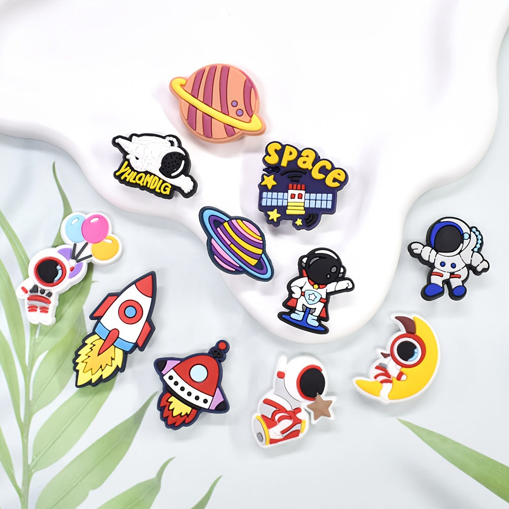30 Pcs PVC Shoe Charms Pilot Planet Rocket Shoe Accessories for Kids