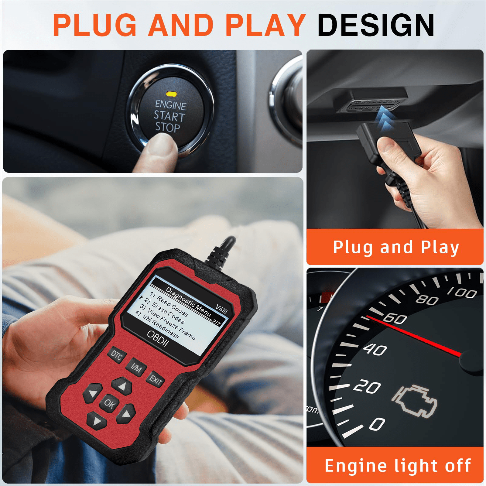 Universal OBD II skaner avtomobil dvigatelining nosozlik kodlarini o‘qish va diagnostika asbobi