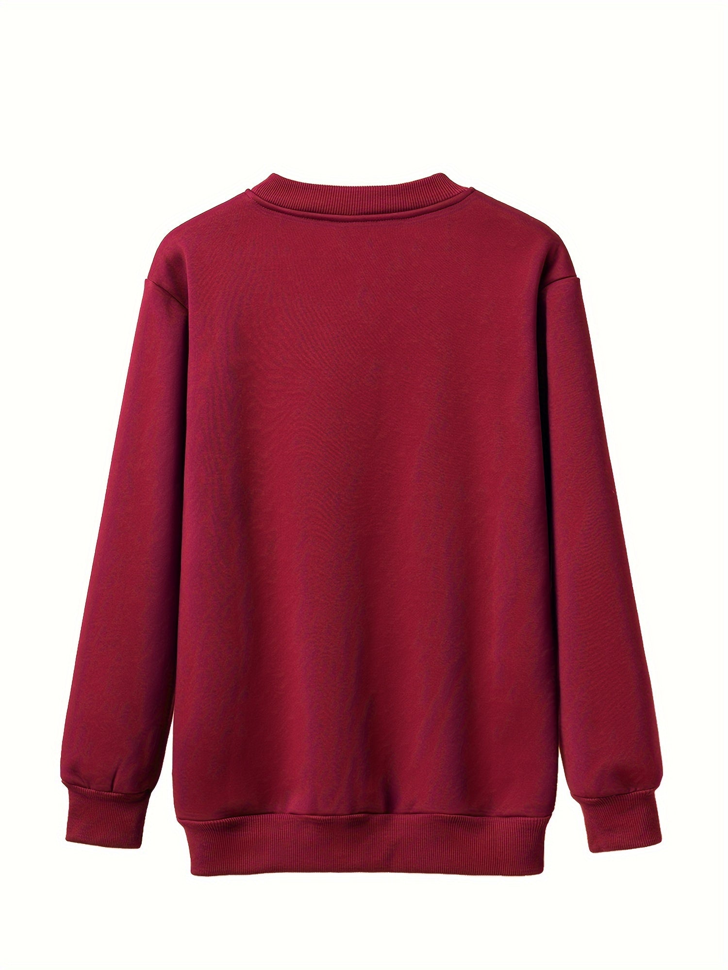 Men's Fleece Sweatshirt Loose Fit Solid Color Large Size Autumn Winter Warm Casual Top