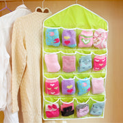 Set of 3 Hanging Storage Bags with 16 Pockets for Socks Underwear and Accessories Space-Saving Wardrobe Organizer