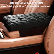 Unisex PU Leather Car Armrest Cushion with Memory Foam Black Quilted