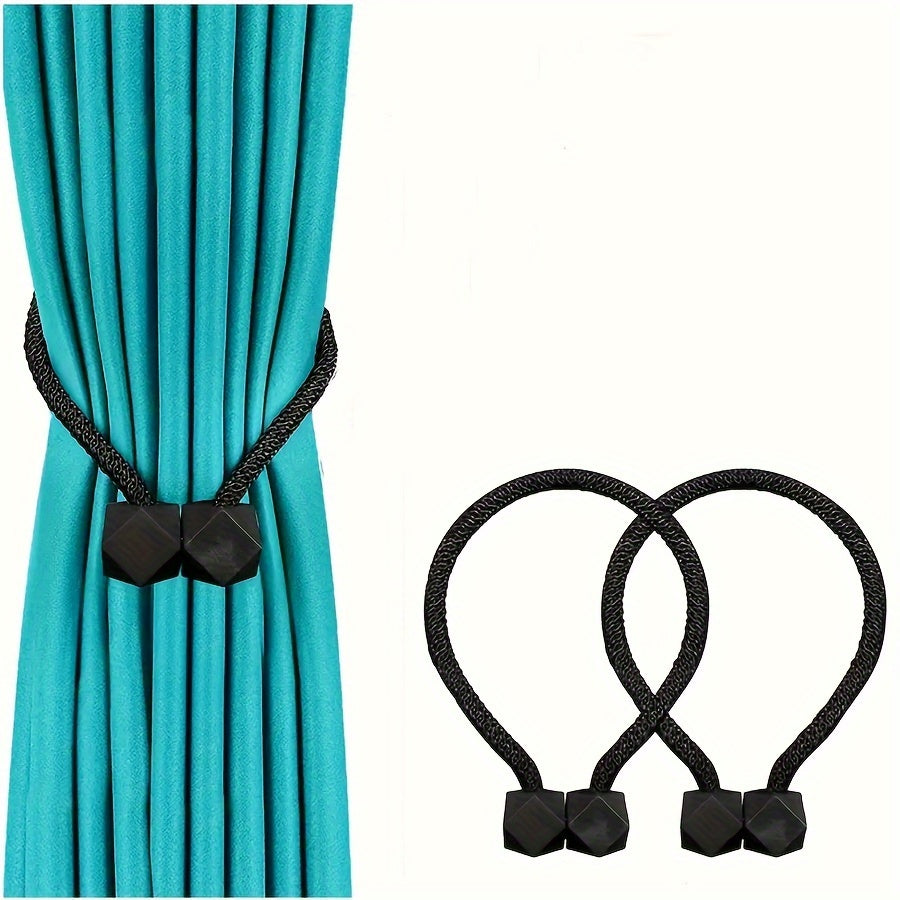 Set of 2 Magnetic Curtain Tiebacks Polyester Ball Clips for Window Drapery
