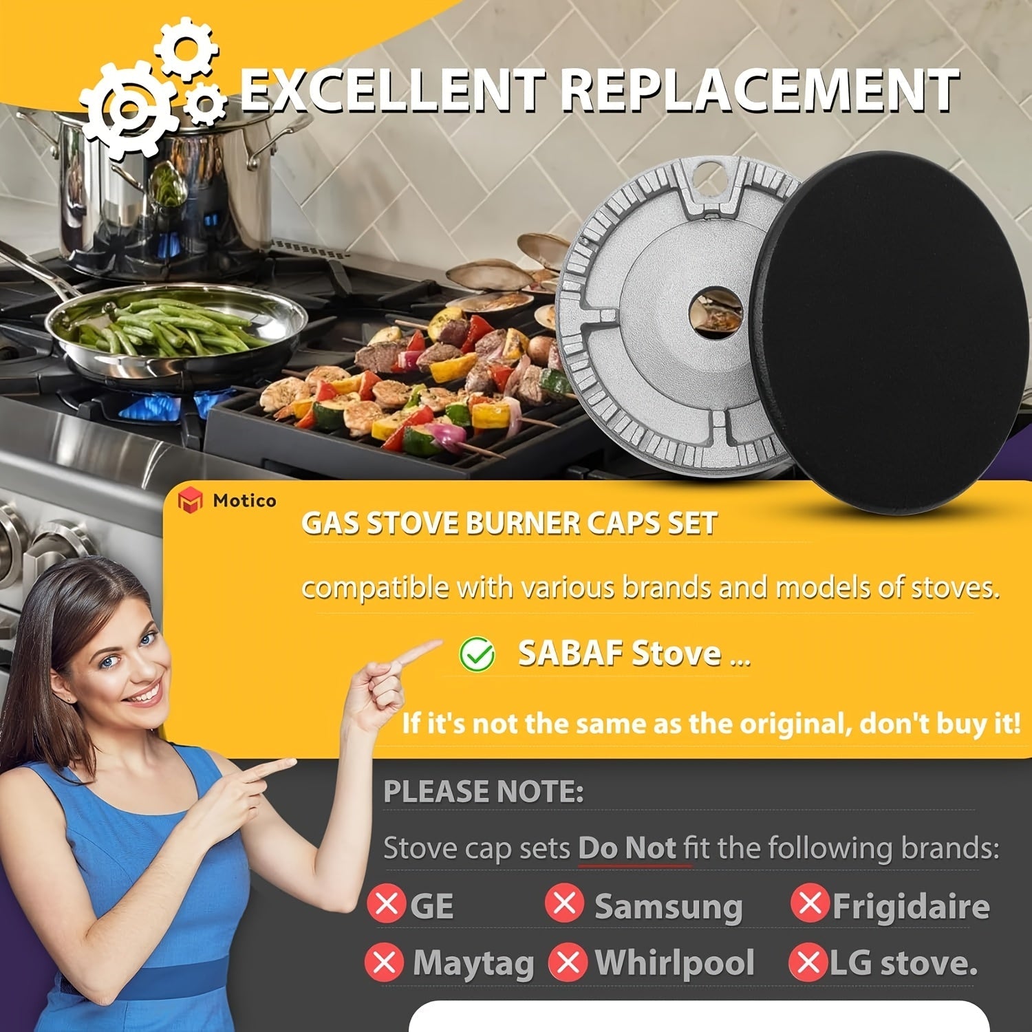 Set of 4 Gas Stove Burner Covers Oven Flame Cap Protectors for Kitchen Metal Burners