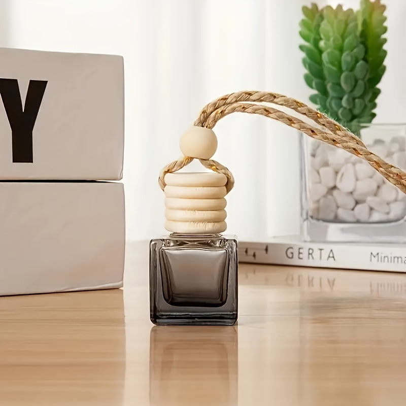 Empty Square Glass Bottle 8ml Perfume Diffuser Aromatherapy Car Pendant