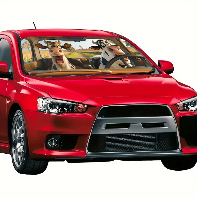 Kulgu bilan sigir avtomobil quyosh nuri himoyachisi shisha oynasi himoyachisi Polyester tolasi 1ta ichki aksessuarlar