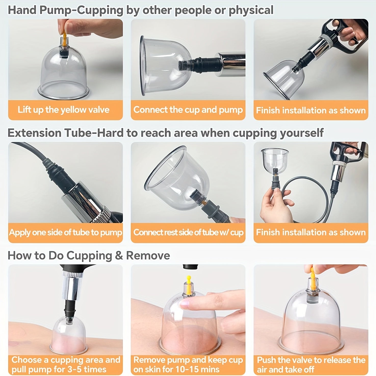 12-Piece Cupping Set with Pump and Extension Tube for Massage and Hijama Therapy