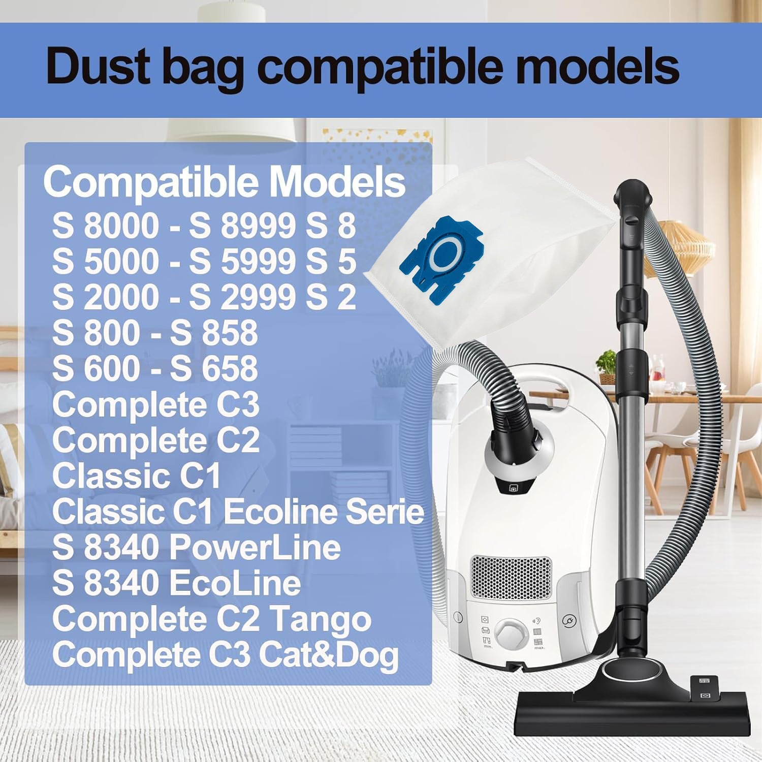 Yuqori samarali chang filtri sumkasi, vakum tozalash uchun, C1 C2 C3 seriyali bilan mos keladi