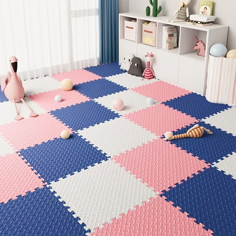 40-tilo O'zaro To'qnashuv Noyob EVA Pol Panelari, Chuqur va Yoga uchun 30x30cm Bej, Pushti, Noyob Ko'k