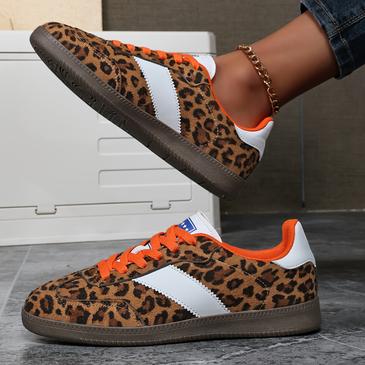 Women's Leopard Print Canvas High Top Sneakers with Rubber Sole