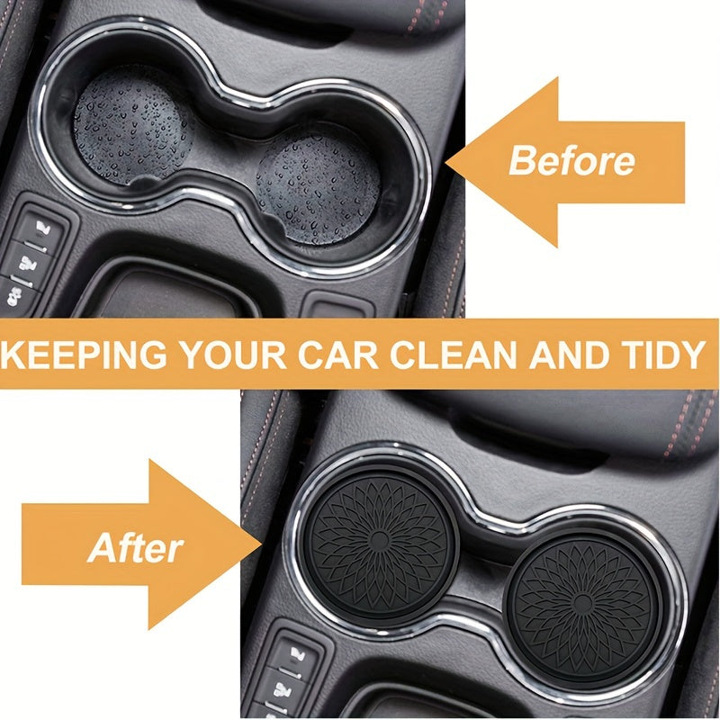 2PCS Car Non-Slip Water Cup Holder Coaster Storage Pad Creative Flower
