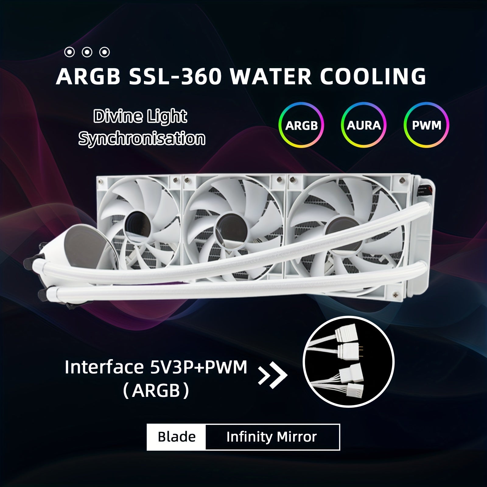 White Water Cooler CPU Cooler RGB ARGB Water Cooling Radiator for LGA 1700 2011 AM4 AM5