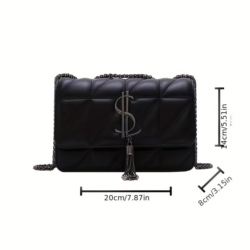 Urban Tartan Embroidered Messenger Bag with Tassel and Magnet Closure