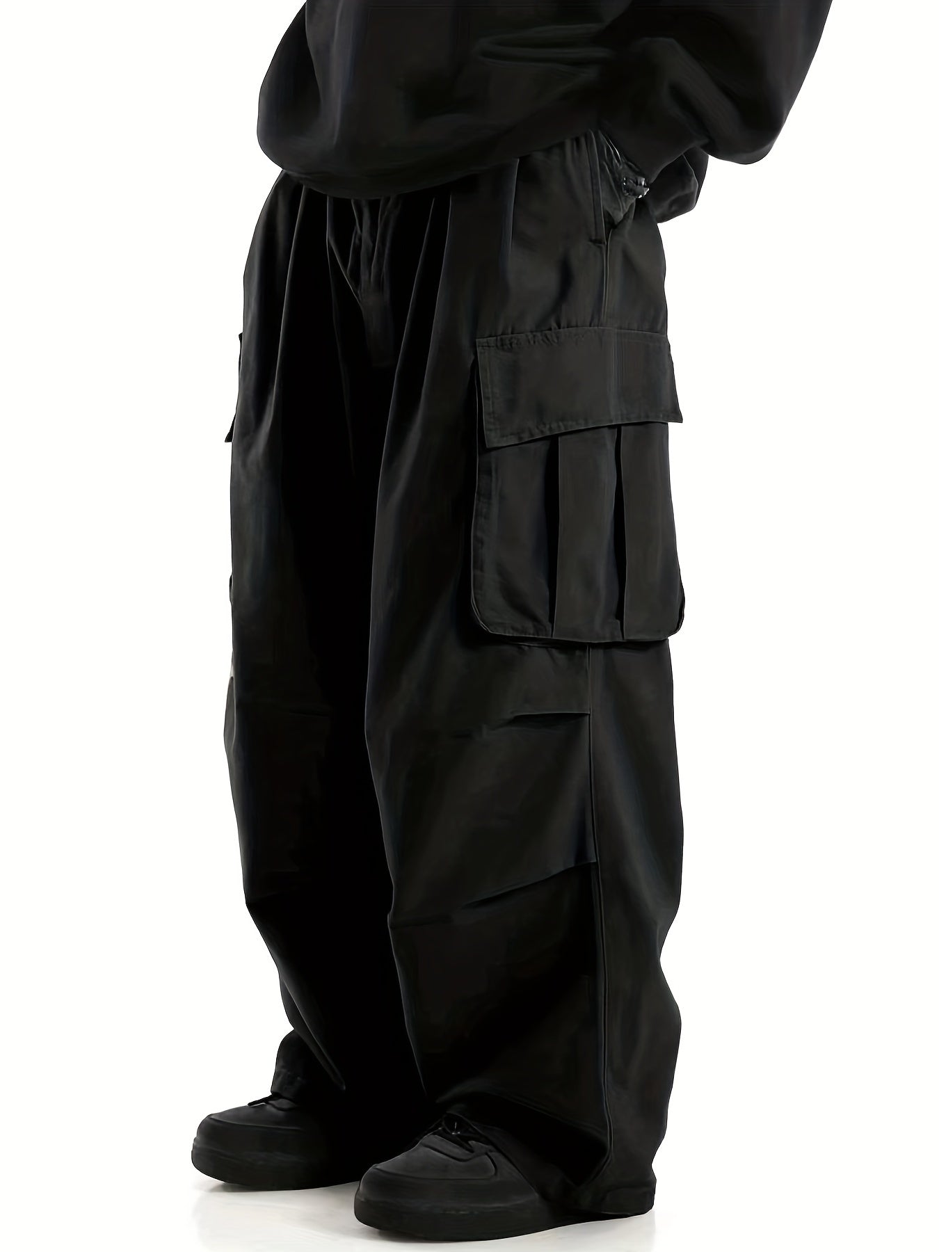 Men's Cargo Pants with Multiple Flap Pockets Loose Fit Casual Outdoor Work Polyester