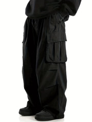 Men's Cargo Pants with Multiple Flap Pockets Loose Fit Casual Outdoor Work Polyester
