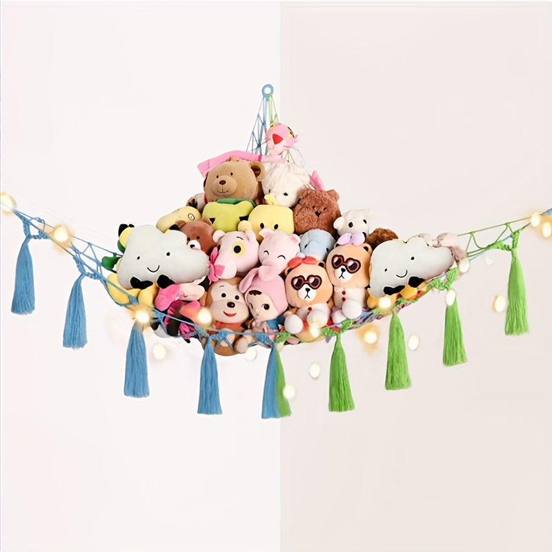 Stuffed Animal Storage Hammock for Kids and Pets Durable Fabric Space Saver Toy Organizer