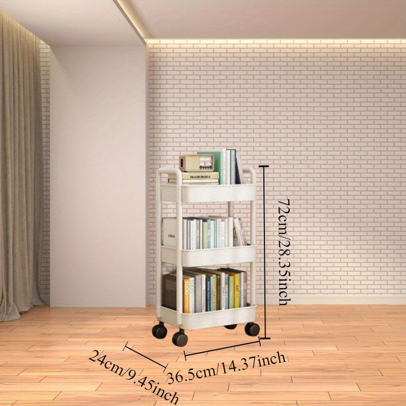 Carrito de almacenamiento de plástico con múltiples niveles y ruedas para cocina, baño y dormitorio