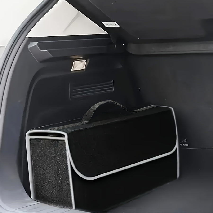Car Trunk Organizer Felt Foldable Storage Box with Handle and Space Saving